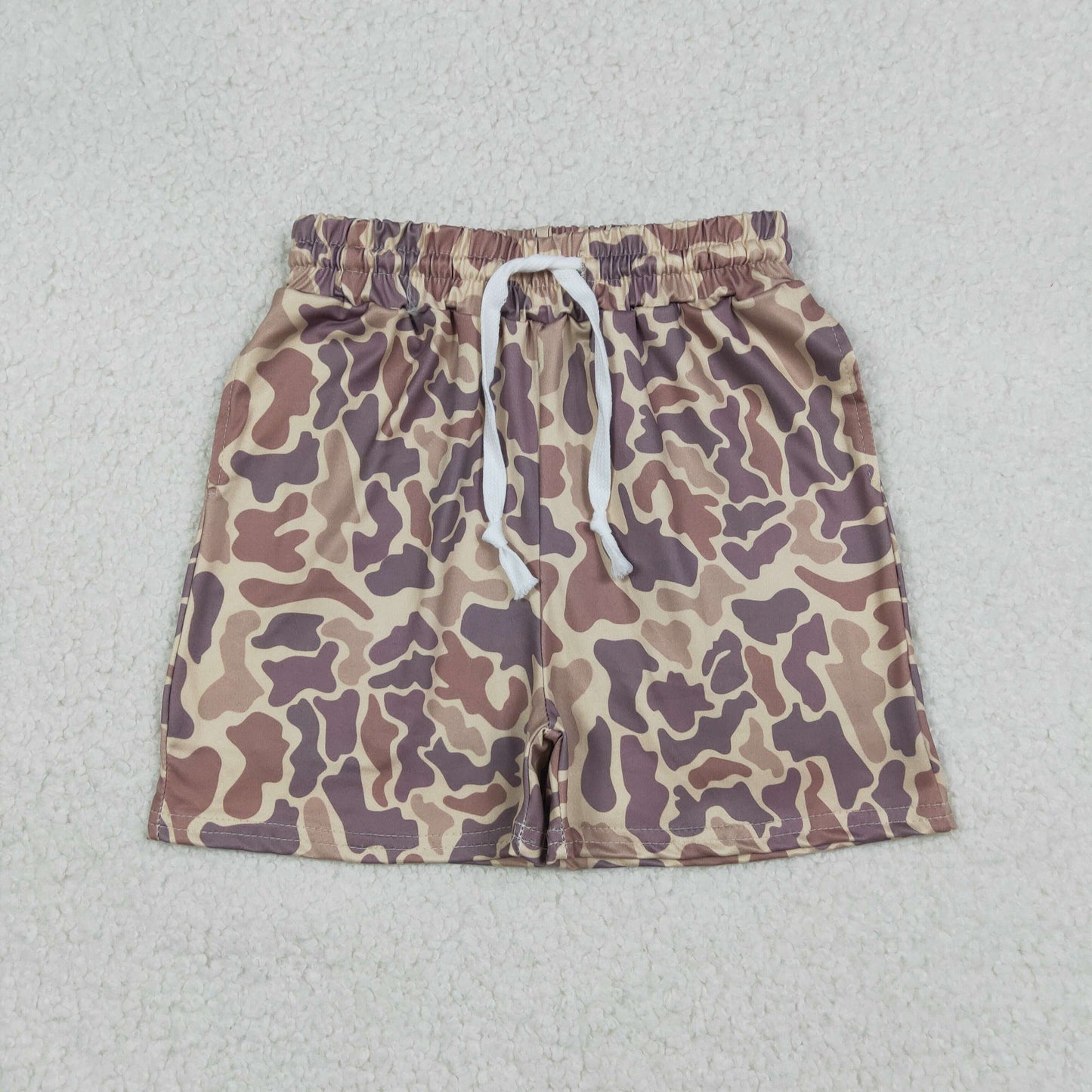 SS0762 Light Brown Camouflage Drawstring Boys Shorts 202512 RTS