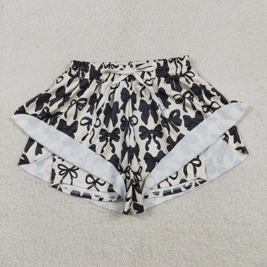 SS0765  Adult Female Bows Pattern Beige Yoga Shorts 202512 RTS