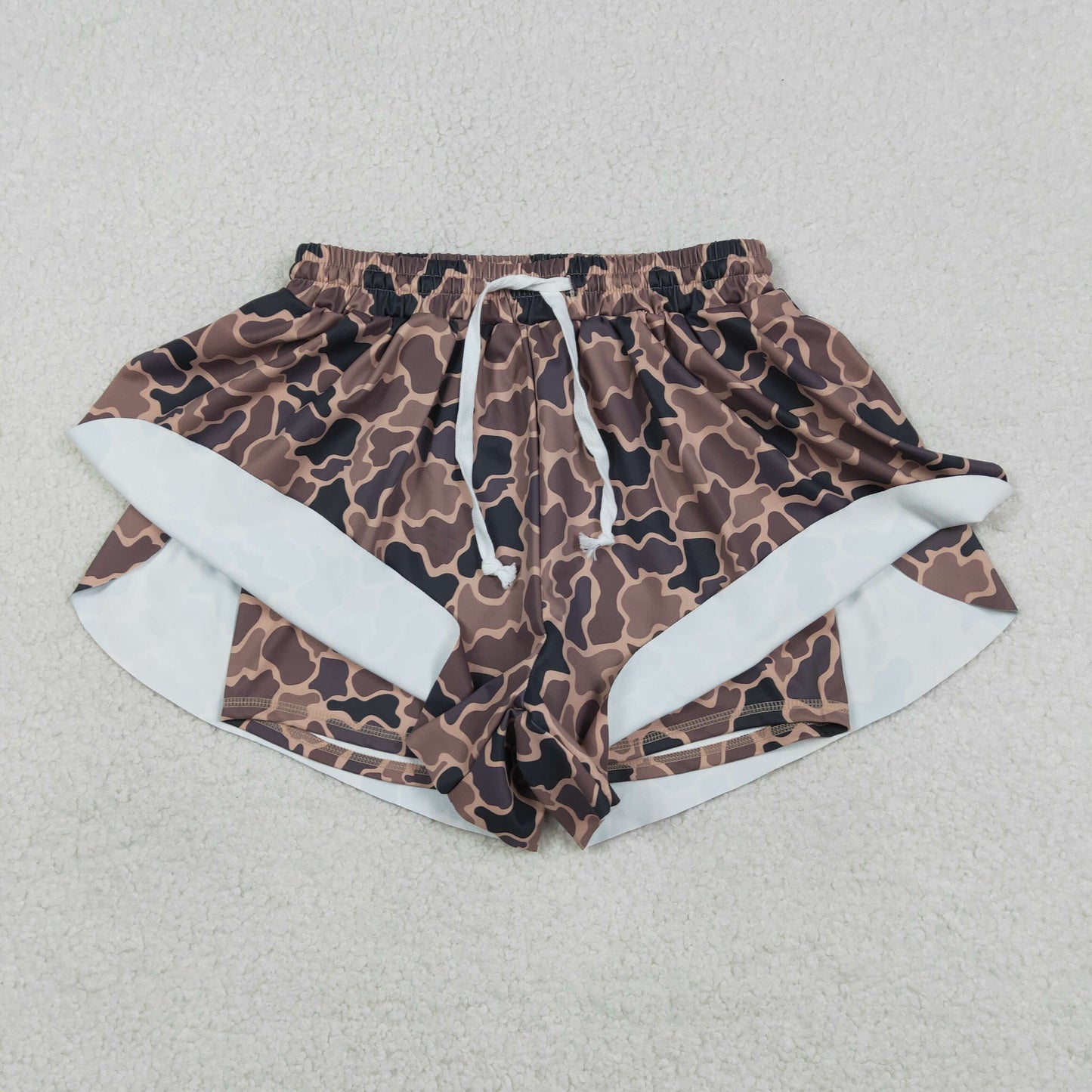 SS0767 Adult Female Brown Camouflage Yoga Shorts 202601 RTS