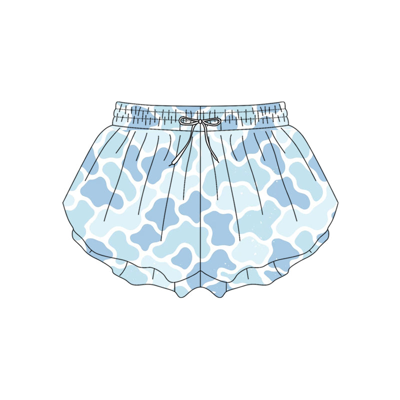 MOQ 5 PCS SS0769 Preorder Adult Female Blue Camouflage Yoga Shorts 202512