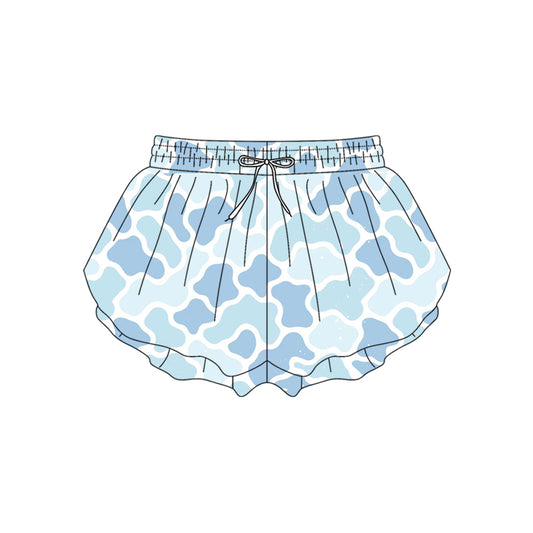 MOQ 5 PCS SS0769 Preorder Adult Female Blue Camouflage Yoga Shorts 202512