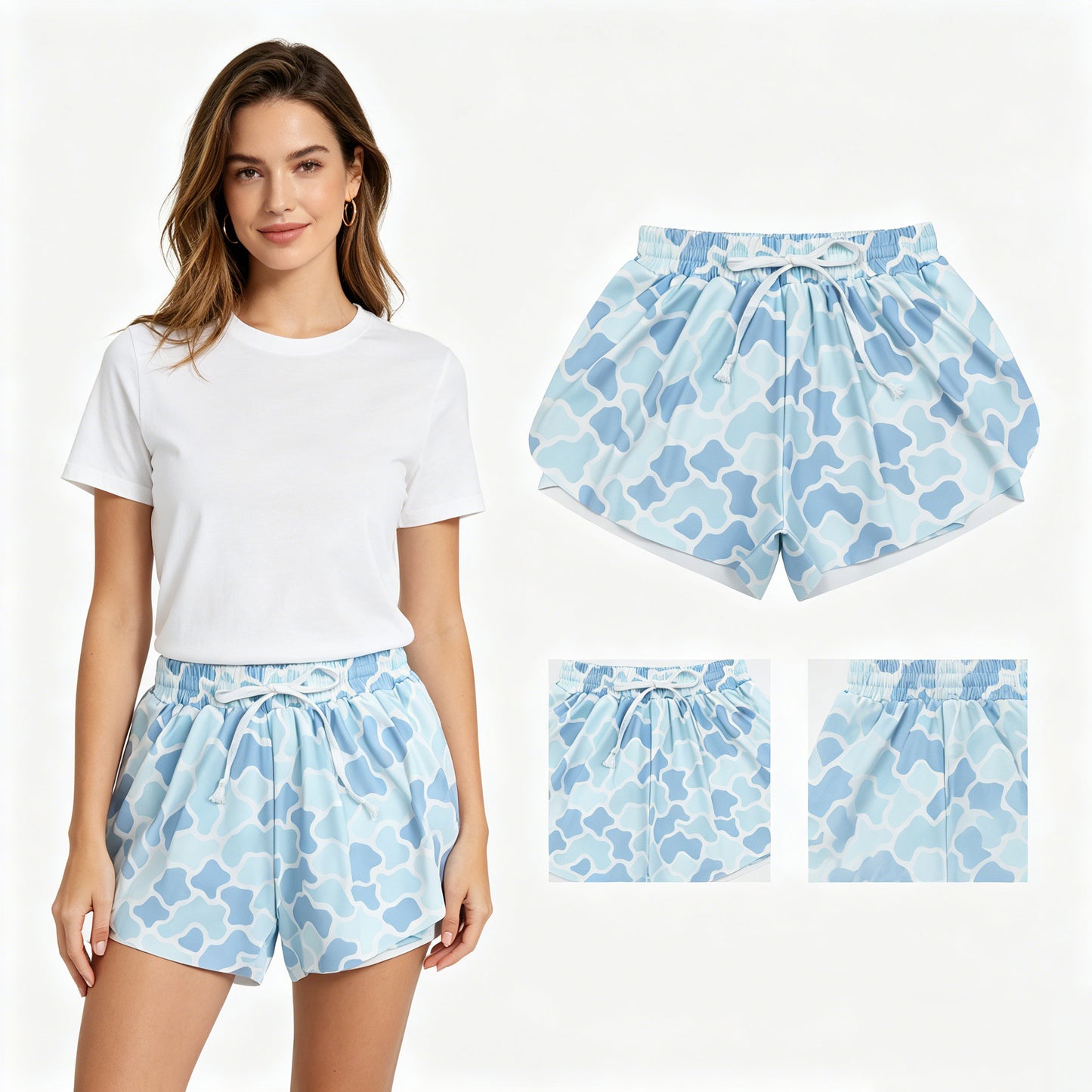 SS0769 Adult Female Blue Camouflage Yoga Shorts 202605 RTS