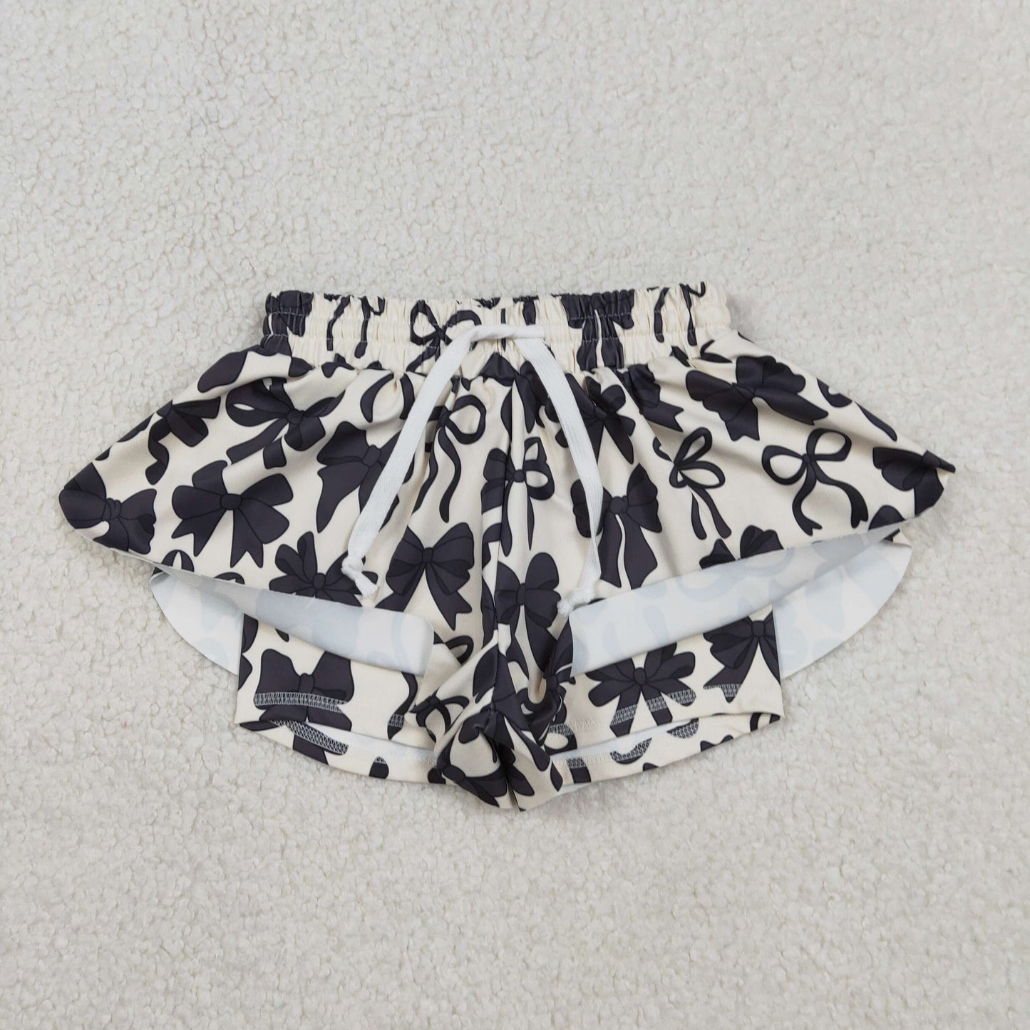 SS0770 Bows Pattern Beige Girls Yoga Shorts 202512 RTS