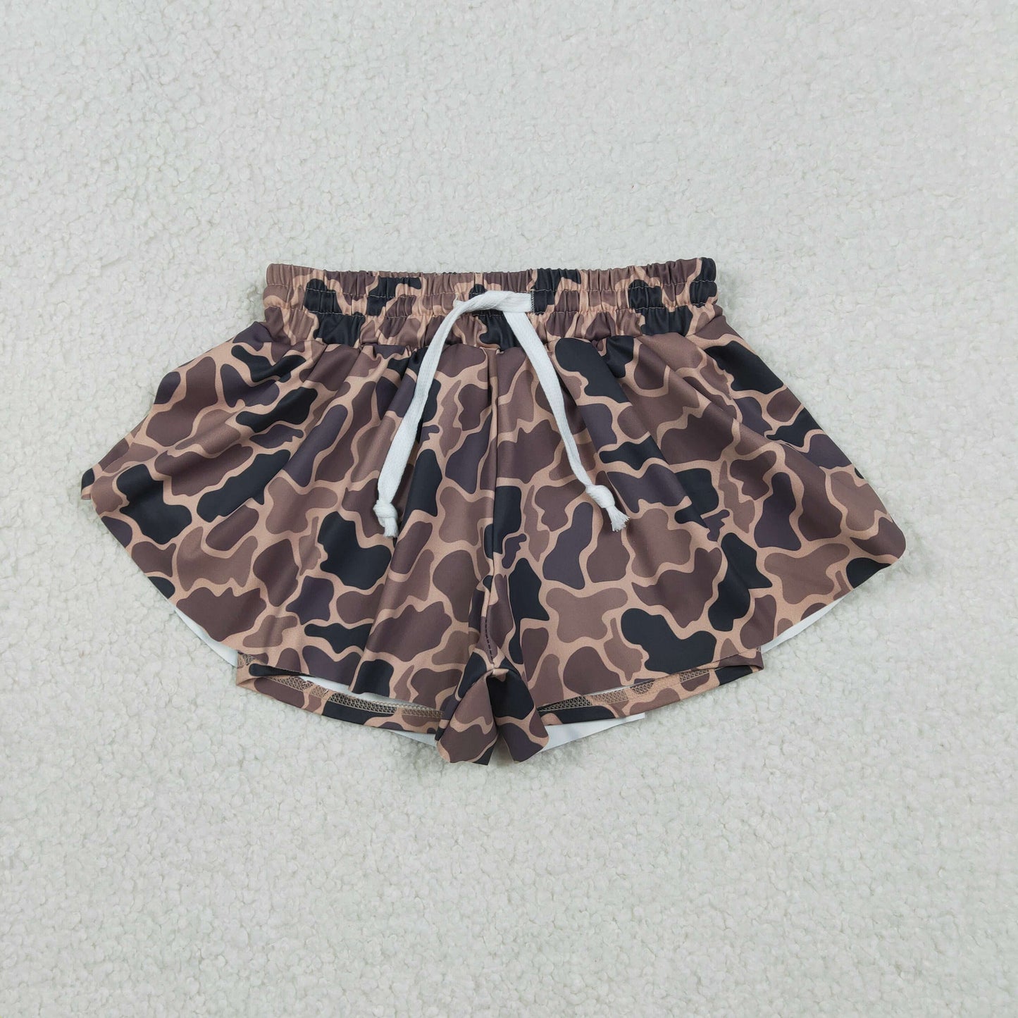 SS0772 Brown Camouflage Girls Yoga Shorts 202601 RTS