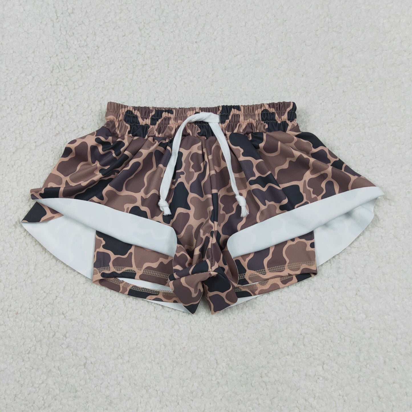 SS0772 Brown Camouflage Girls Yoga Shorts 202601 RTS