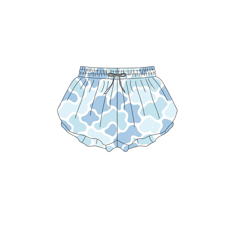 MOQ 5 PCS preorder SS0774 Blue Camouflage Girls Yoga Shorts 202512