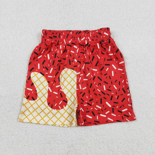 NEW SS0776 Waffle Ice Cream Drip Boys Boutique Red Shorts 202601 RTS