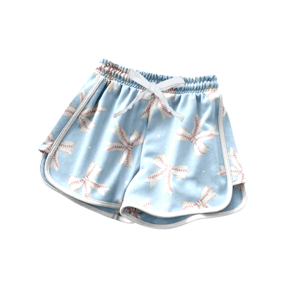 MOQ 5 PCS preorder SS0783 Baseball Bows Star Light Blue Girls Shorts 202512