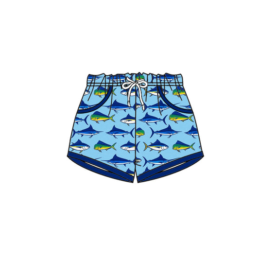 MOQ 5 PCS preorder SS0785 Fishing Pattern Blue Boys Shorts 202512