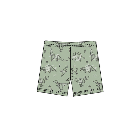 MOQ 5 PCS preorder SS0786 Dinosaur Origami Pattern Gray Green Boys Shorts 202601