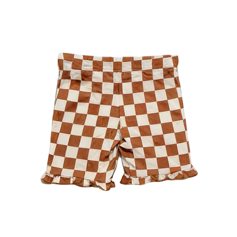 MOQ 5 PCS preorder SS0792 Brown Plaid Girls Shorts 202601