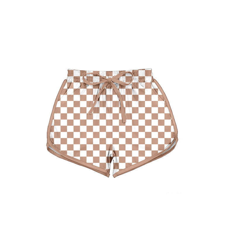 MOQ 5 PCS SS0795 Preorder Adult Female Brown Plaid Shorts 202601