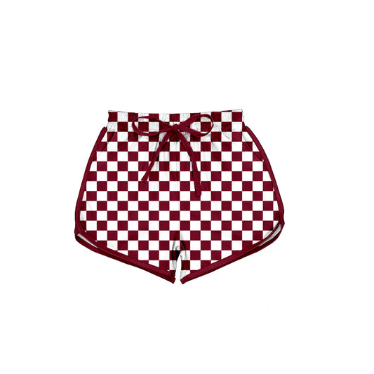 MOQ 5 PCS SS0796 Preorder Adult Female Dark Red Plaid Shorts 202601