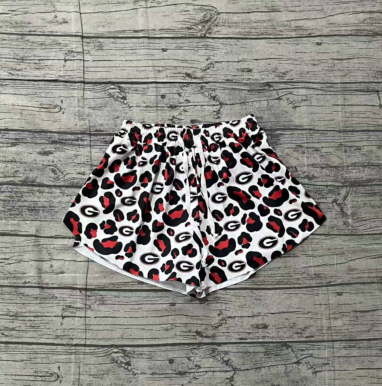 NO MOQ SS0804 Preorder Adult Female GO TEAM G Red Black Leopard Yoga Shorts 202601