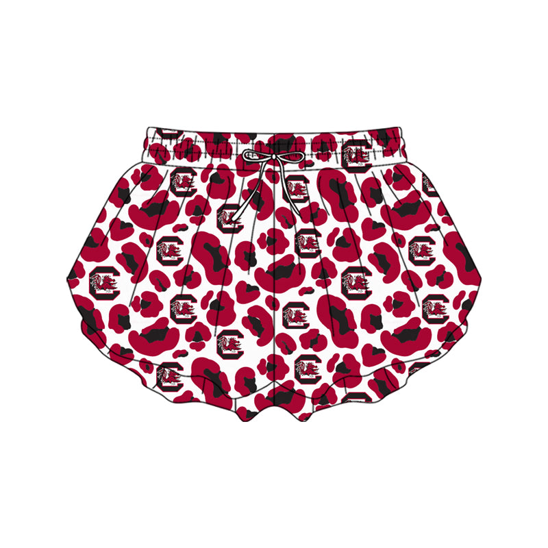 MOQ 5 PCS SS0805 Preorder Adult Female GO TEAM C Red Black Leopard White Yoga Shorts 202601