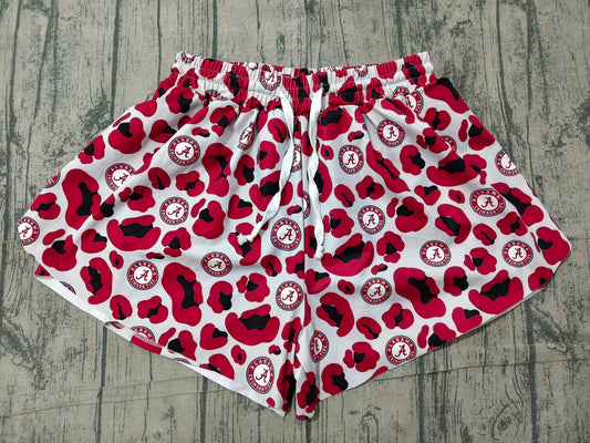 NO MOQ SS0807 Preorder Adult Female GO TEAM A Red Black Leopard Gray Yoga Shorts 202606