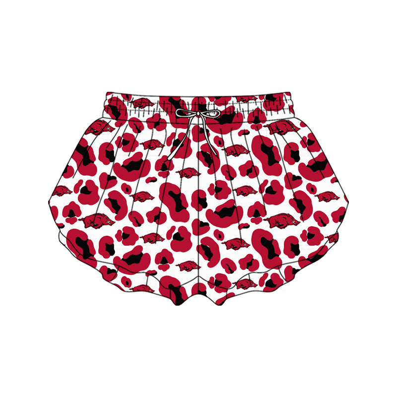 MOQ 5 PCS SS0808 Preorder Adult Female GO TEAM Wild Boar Red Black Leopard White Yoga Shorts 202601