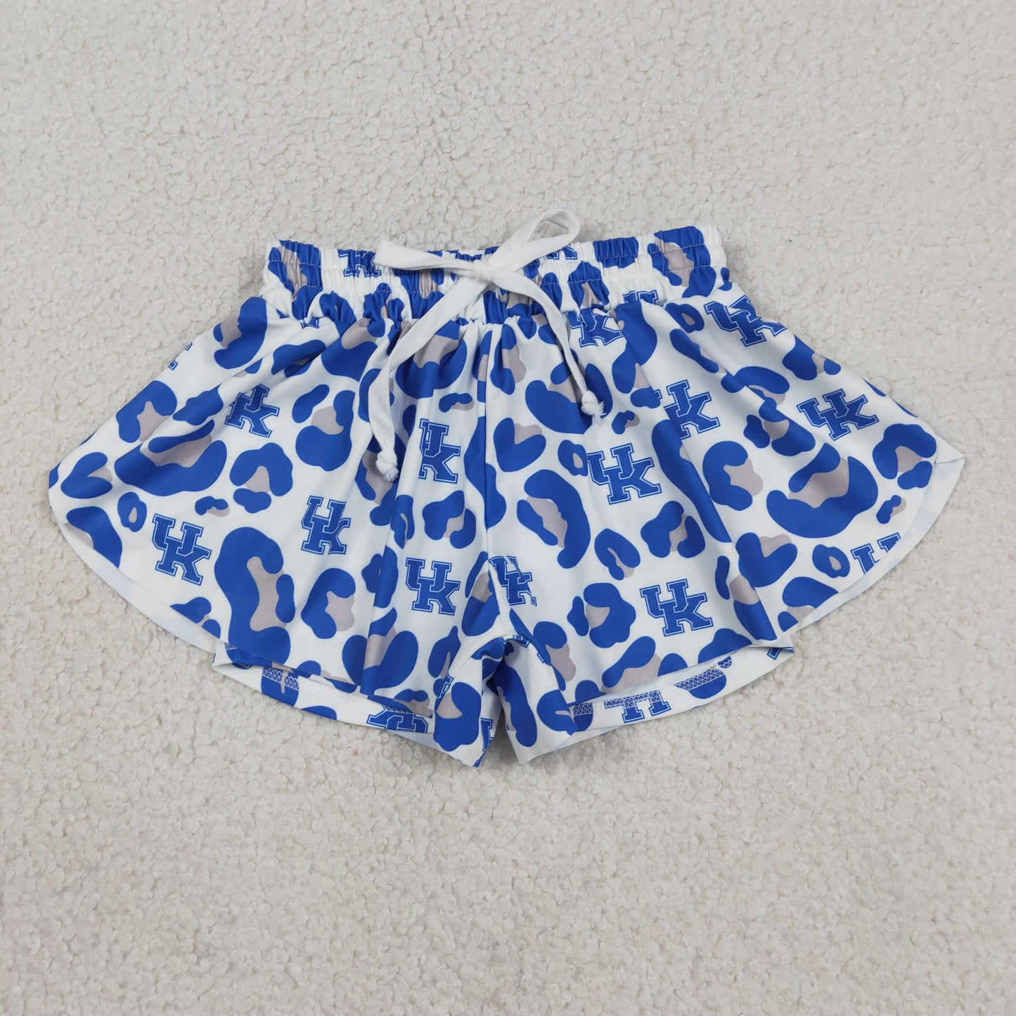SS0812 GO TEAM UK Blue Gray Leopard White Girls Yoga Shorts 202604 RTS