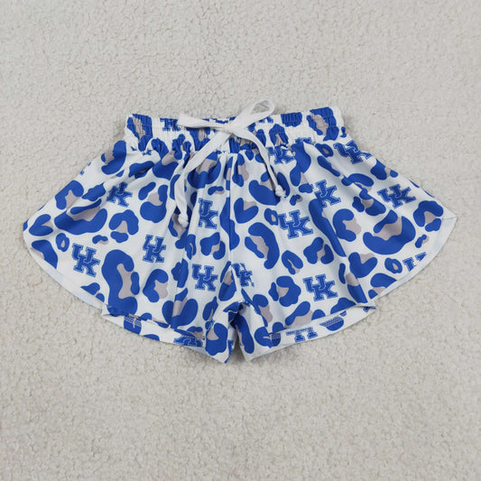 SS0812 GO TEAM UK Blue Gray Leopard White Girls Yoga Shorts 202604 RTS