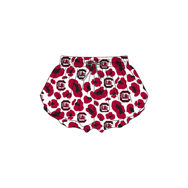MOQ 5 PCS preorder SS0815 GO TEAM C Red Black Leopard White Girls Yoga Shorts 202601