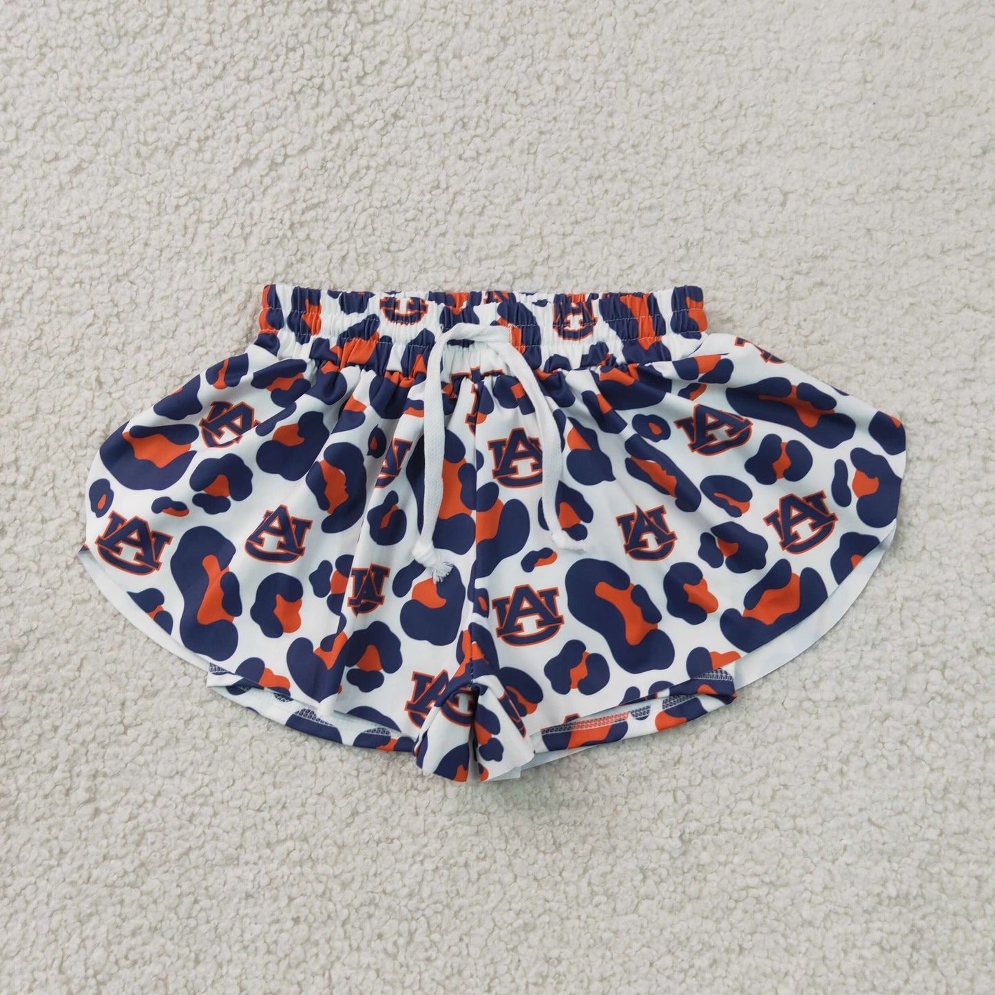 SS0819 GO TEAM UA Navy Orange Leopard White Girls Yoga Shorts 202607 RTS
