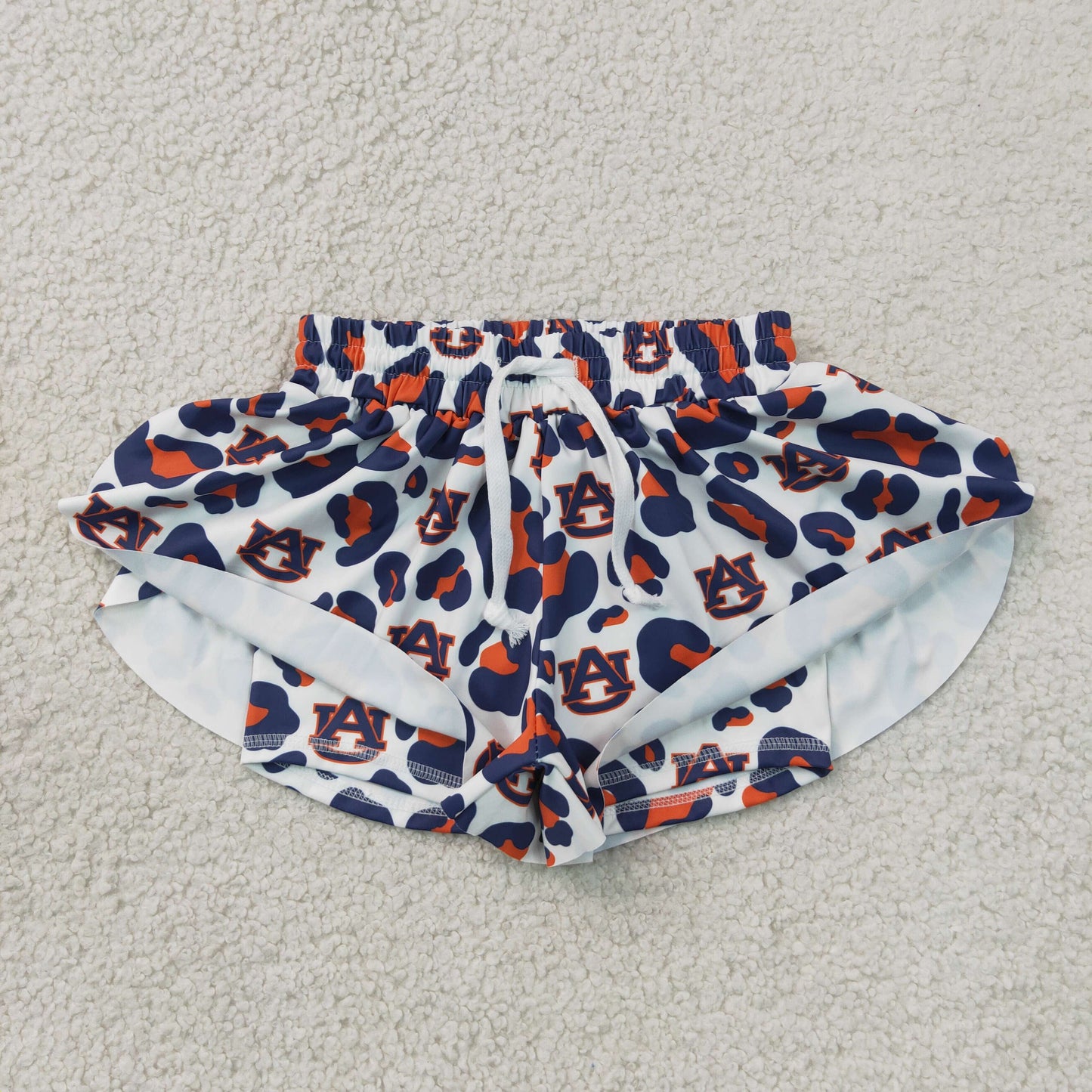 SS0819 GO TEAM UA Navy Orange Leopard White Girls Yoga Shorts 202607 RTS
