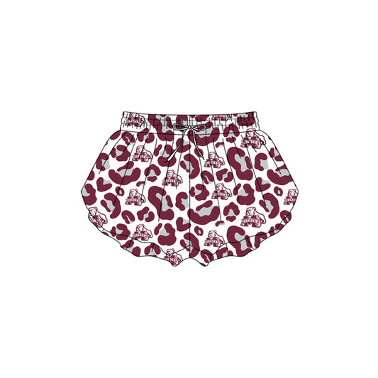 MOQ 5 PCS preorder SS0820 GO TEAM M state Gray Red Leopard White Girls Yoga Shorts 202601