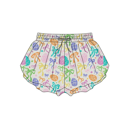 MOQ 5 PCS SS0823 Preorder Adult Female Easter Colored Eggs Bows Yoga Shorts 202601