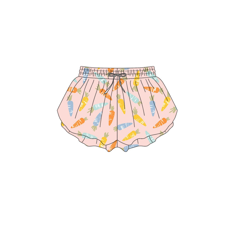 MOQ 5 PCS preorder SS0825 Easter Carrots Orange Pink Girls Yoga Shorts 202601