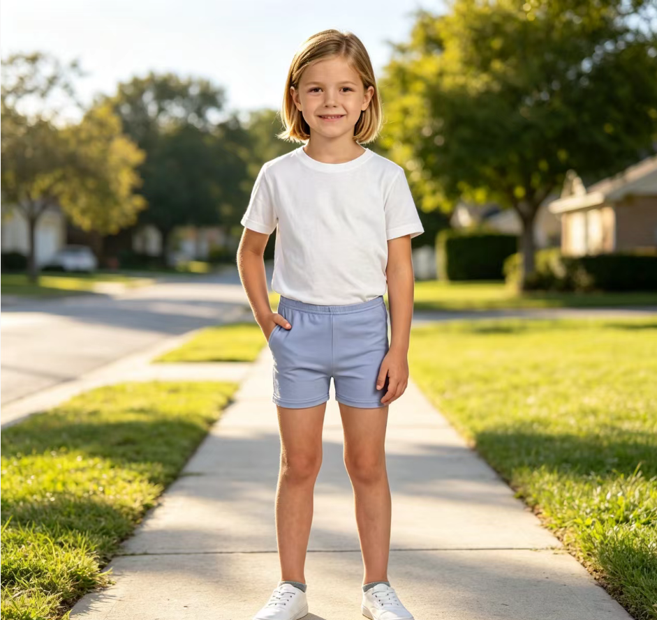 SS0831 Solid Color Blue Sports Yoga Girl's Shorts