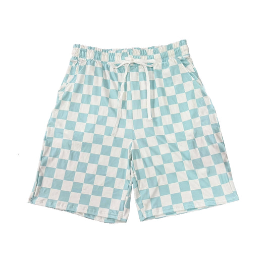 MOQ 5 PCS Preorder SS0837 Adult Man Light Blue Plaid Shorts 202601