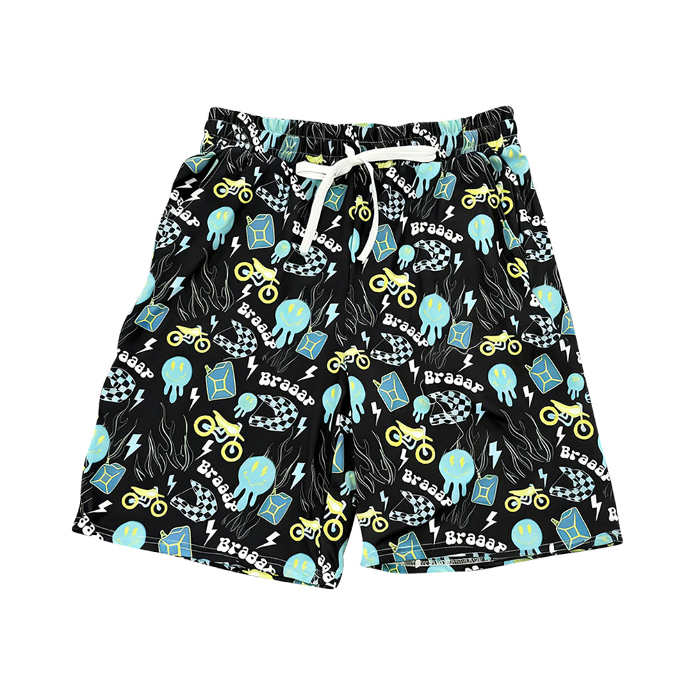 MOQ 5 PCS Preorder SS0838 Adult Man Braaap Smiley Lightning Black Shorts 202601