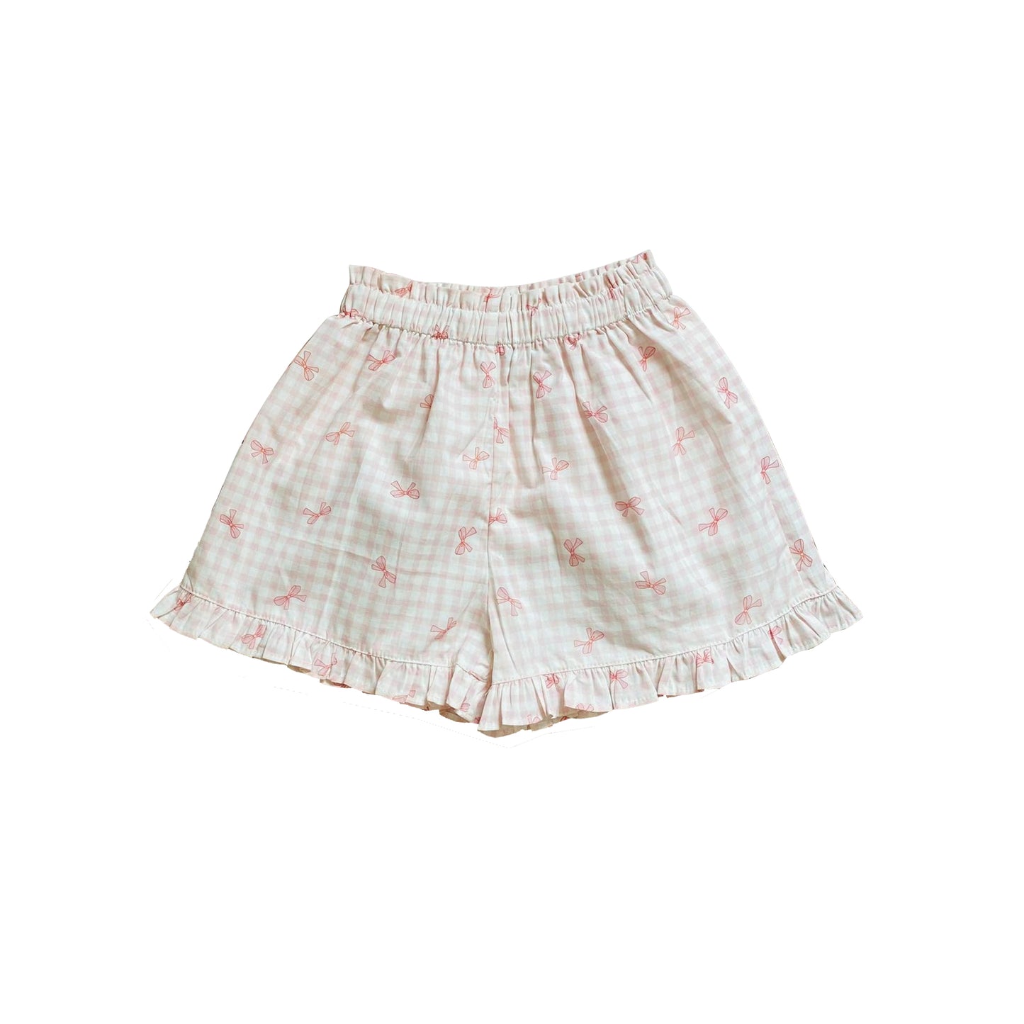 MOQ 5 PCS preorder SS0840 Bows Pink White Plaid Ruffle Shorts Girls Shorts 202601