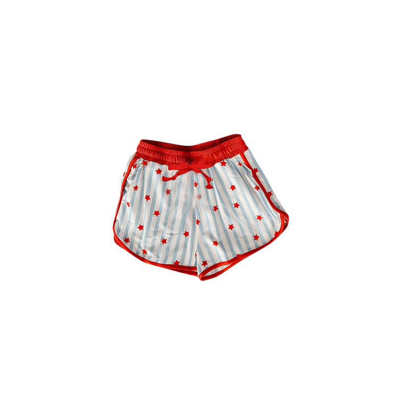 MOQ 5 PCS preorder SS0867 4th of July Star Stripe Red Drawstring Girls Shorts 202603