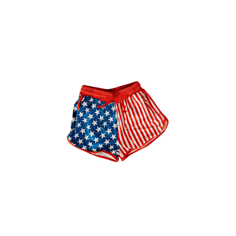 MOQ 5 PCS preorder SS0868 4th of July Star Stripe Red Drawstring Girls Shorts 202603