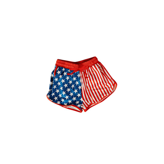 MOQ 5 PCS preorder SS0868 4th of July Star Stripe Red Drawstring Girls Shorts 202603