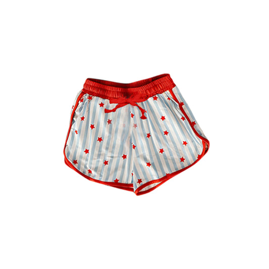 MOQ 5 PCS SS0870 Preorder 4th of July Adult Female Star Stripe Red Drawstring Shorts 202603