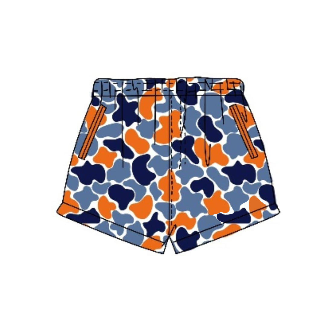 MOQ 5 PCS Preorder SS0879 Gray Blue Orange Camouflage Boys Shorts 202603