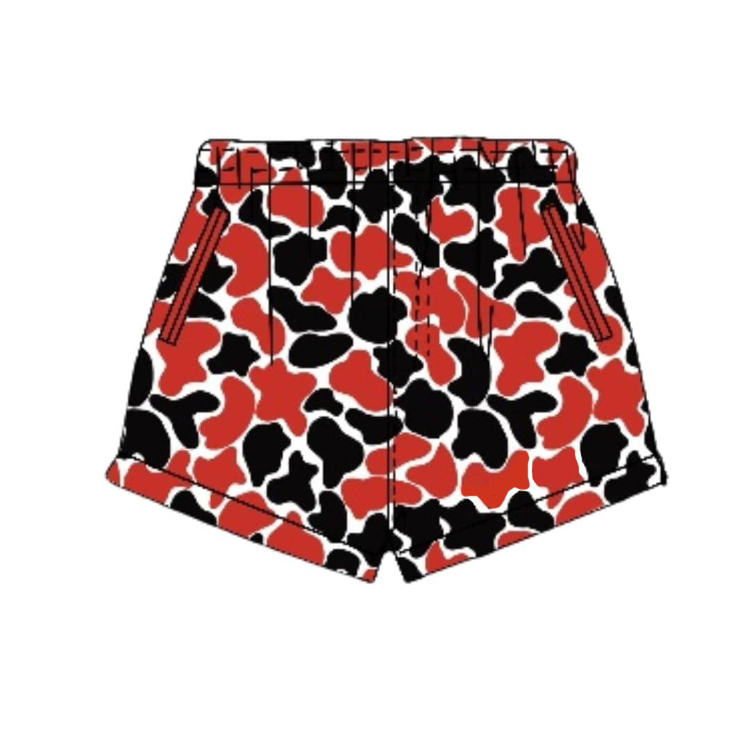 MOQ 5 PCS Preorder SS0881 Red Black Camouflage Boys Shorts 202603