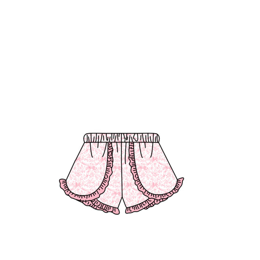 MOQ 5 PCS Preorder SS0884 Pink Bows Floral Ruffle Girls Shorts 202603