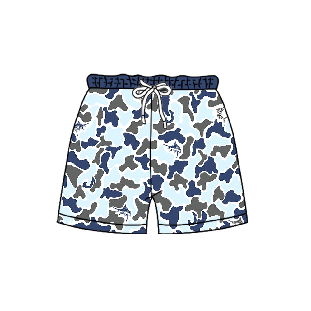 MOQ 5 PCS Preorder SS0889 Shark Print Blue Camouflage Boys Shorts 202604