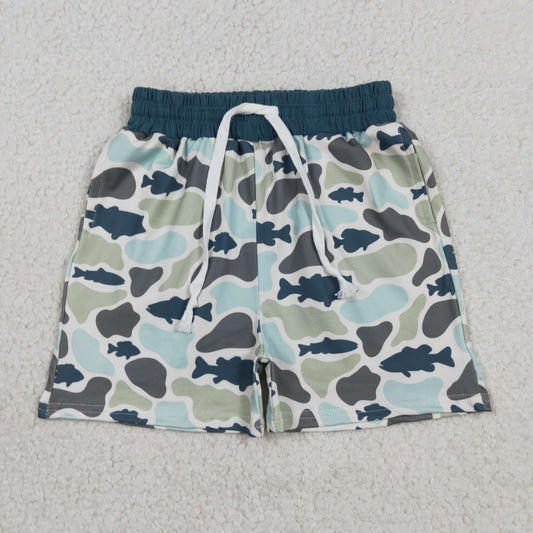 SS0893 Dark Green Fish Camouflage Pattern Boys Shorts 202605 RTS