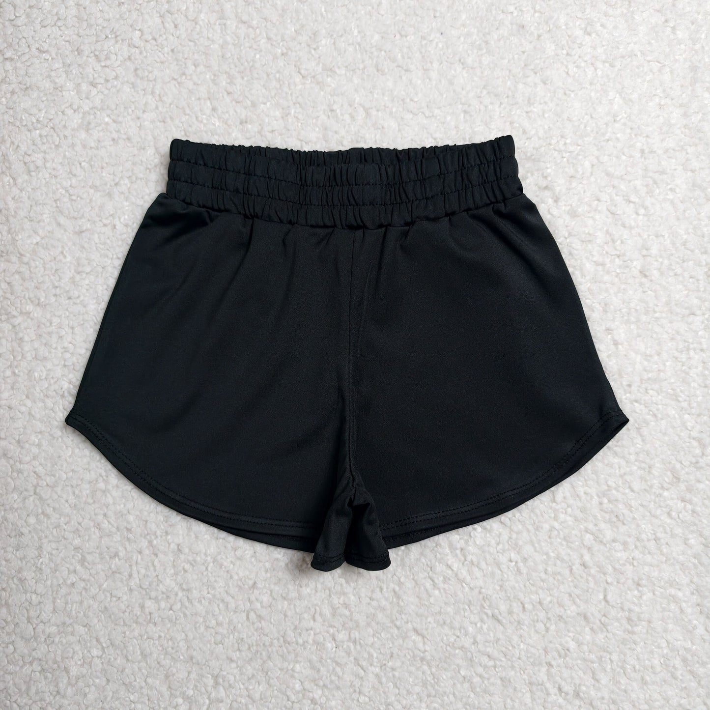 SS0896 Solid Black Girls Yoga Shorts 202606 RTS