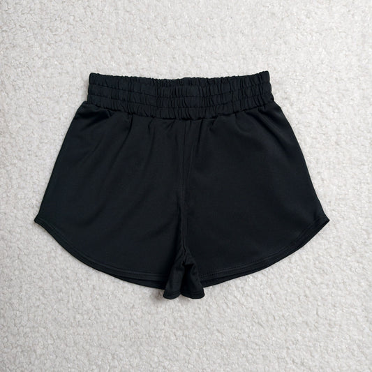 SS0896 Solid Black Girls Yoga Shorts 202606 RTS