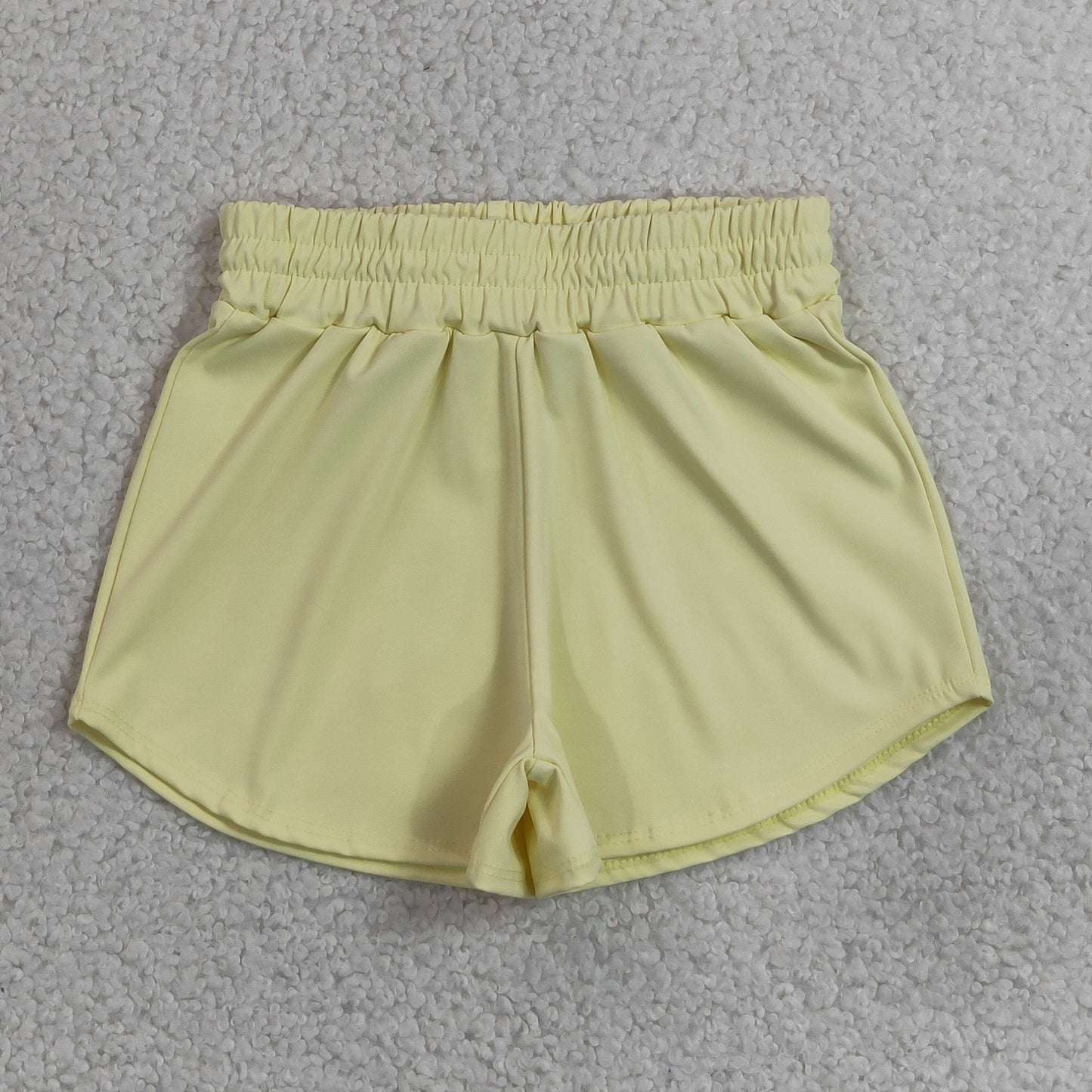 SS0899 Solid Yellow Girls Yoga Shorts 202606 RTS