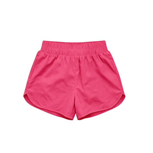 MOQ 5 PCS Preorder SS0900 Solid Rose Red Girls Yoga Shorts 202604