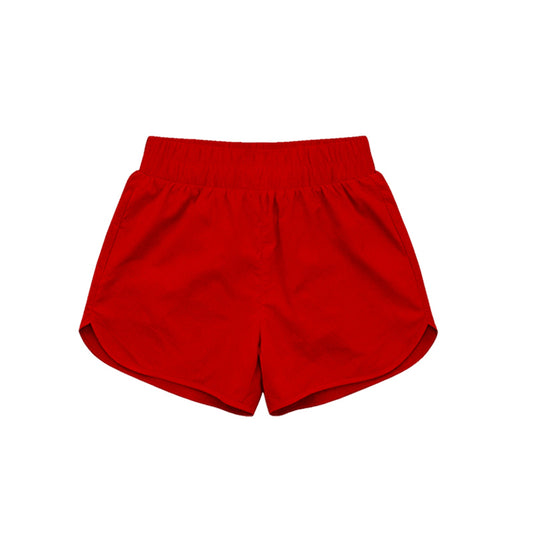 MOQ 5 PCS Preorder SS0901 Solid Red Girls Yoga Shorts 202604
