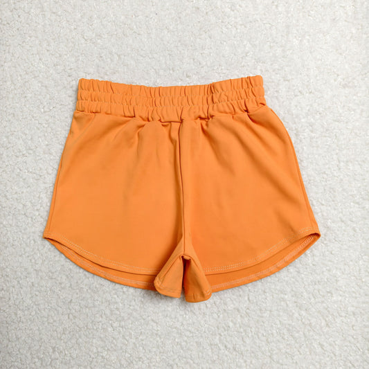 SS0902 Solid Orange Girls Yoga Shorts 202606 RTS