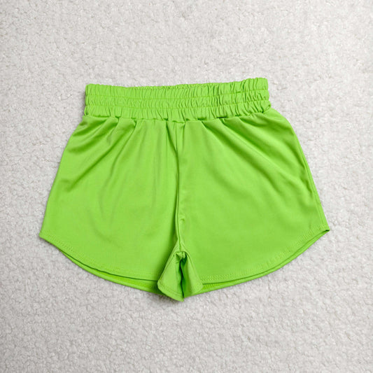 SS0903 Solid Green Girls Yoga Shorts 202606 RTS
