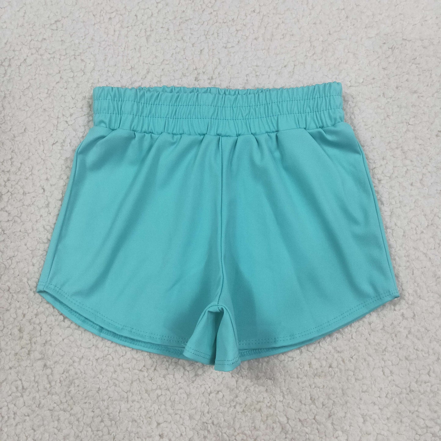 SS0904 Solid Blue Green Girls Yoga Shorts 202608 RTS